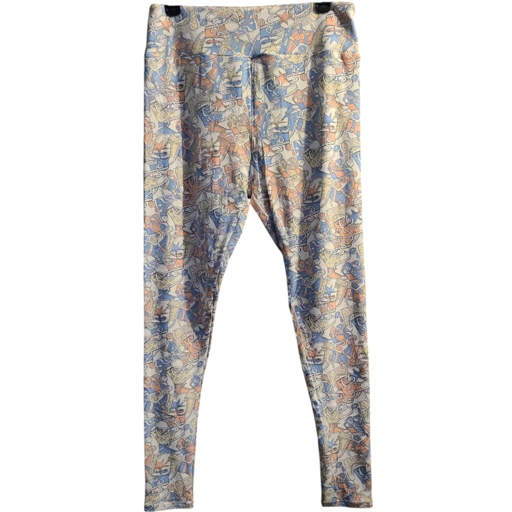 LLR LuLaRoe Unicorn Print Rollerblades & Sneakers Leggings Sz TC